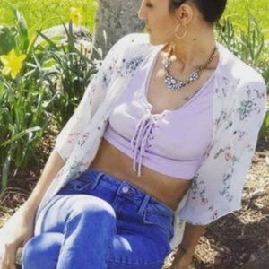 Lace Up Tie Crop Top Summer Mini Knit